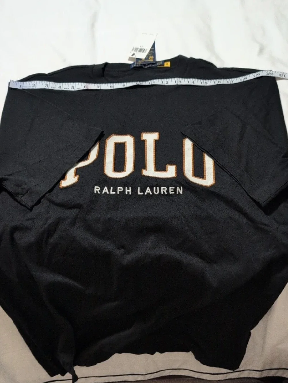 Polo by Ralph Lauren Black Tee with Cream-Outlined POLO